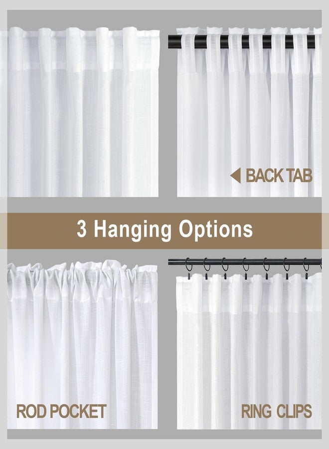 Pitalk White Linen Curtains 108 Inches Long for Living Room 2 Panels Set Back Tab Drapes Semi Sheer Cotton Textured High Ceiling to Floor Curtains for Patio Stunning Bohemian Urban Industrial Farmhouse 9 FT - Image 4